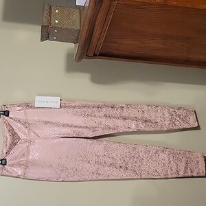 Danskin Foil Print Legging Dusty Pink Wicking 4 Way Stretch Sz M